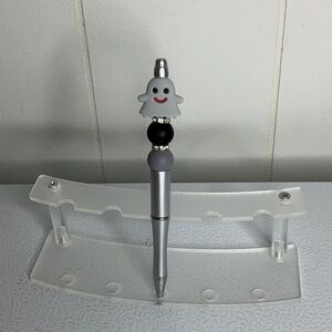 Silver Ghost Pen with Beads
